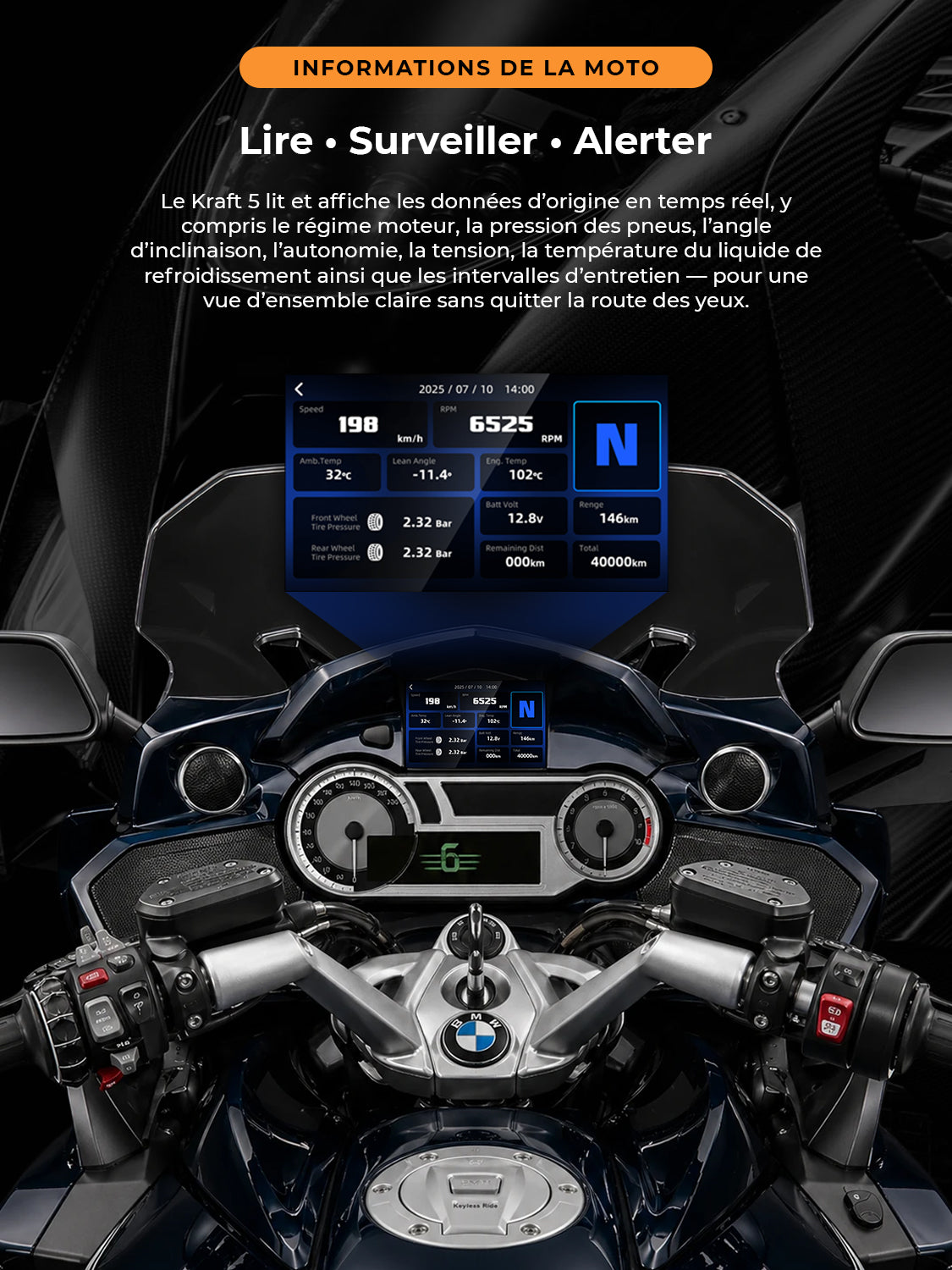 Kraft 5 RT/K16 – Intelligentes 5-Zoll-System für BMW Motorräder