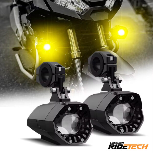 Feux Additionnels Moto Stroboscopique LarideTech  – 80W Blanc et Jaune LED – Image 3