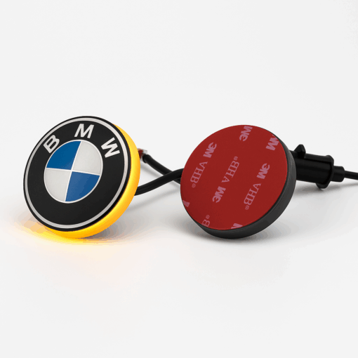 Logo LED BMW Moto – Ø60 mm – Halo Blanc + Clignotants Intégrés